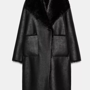 Zara Luxe Black Teddy Coat